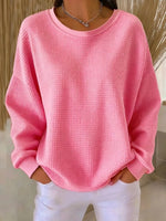 Lucille Oversize Waffelstrick Pullover mit Rundhalsausschnitt