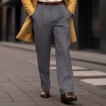 Herren Karo-Stoffhose mit geradem Bein und Bundfalte