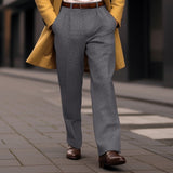 Herren Karo-Stoffhose mit geradem Bein und Bundfalte