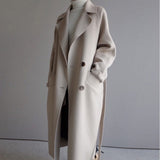Oversized Wollmantel für Damen mit Gürtel und Reverskragen