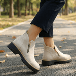 Wildleder-Winterstiefel für Damen mit Seitenreissverschluss und Blockabsatz