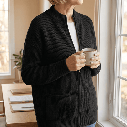 Covena Ripp-Strick Damen Strickjacke mit Reissverschluss und Taschen