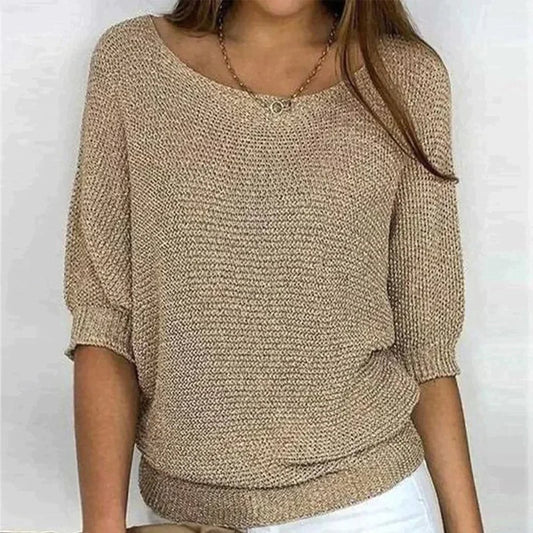 Damen Wollpullover mit lockerem Schnitt und Rundhalsausschnitt