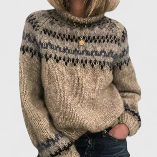 Corinthya Nordic Fair-Isle Rollkragen-Wollpullover für Damen