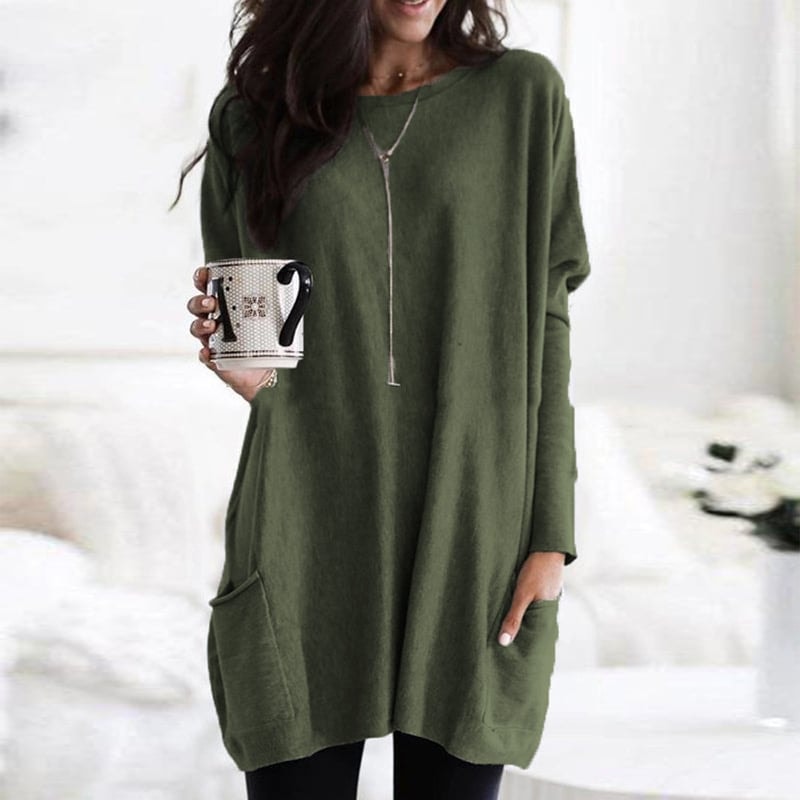 Riley Langer Damenpullover mit Taschen aus Baumwollmischung im Oversize-Look