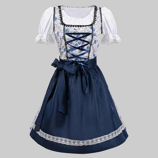 Astrid Florales Dirndl-Sommerkleid mit Schürze und Spitzenbesatz für Damen