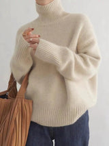 Dora Lockerer Damen Wollpullover aus Kaschmir mit Rollkragen