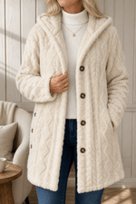 Damen Strickstruktur Longline Mantel mit Kapuze