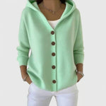 Rhezalynn Kapuzen-Strickjacke mit Knopfleiste für Damen