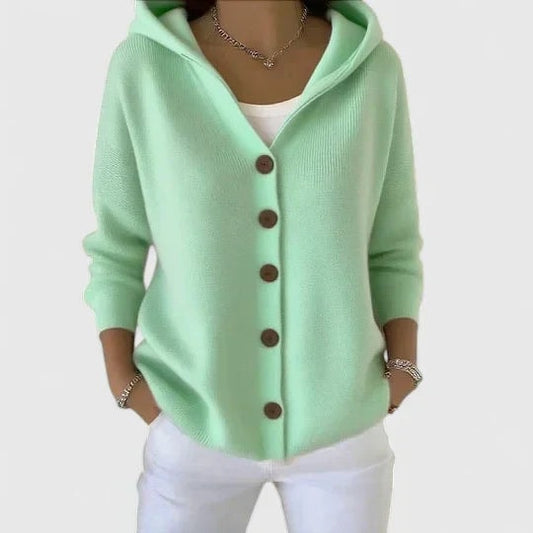 Rhezalynn Kapuzen-Strickjacke mit Knopfleiste für Damen