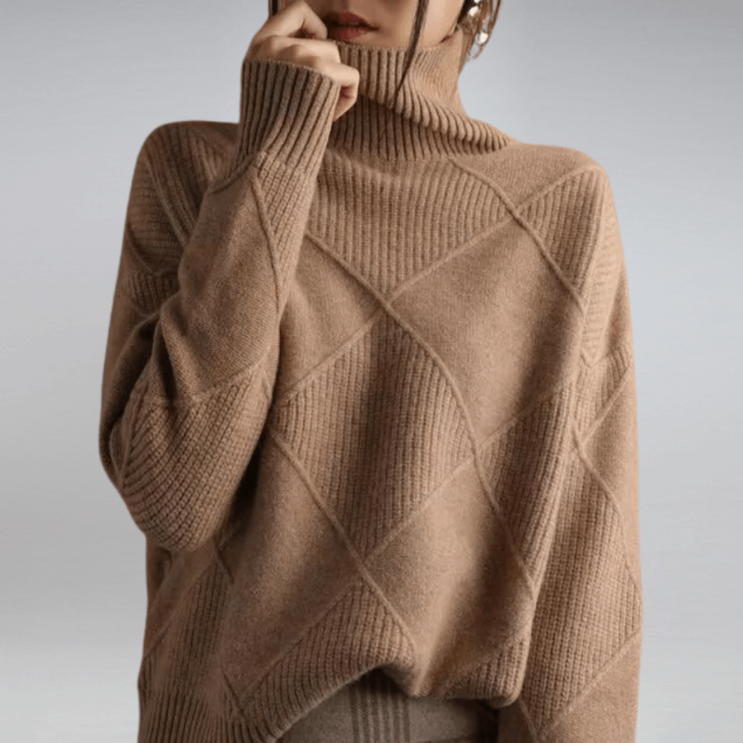 Renata Langer Rollkragenpullover Damen aus Baumwolle mit Rippstrick