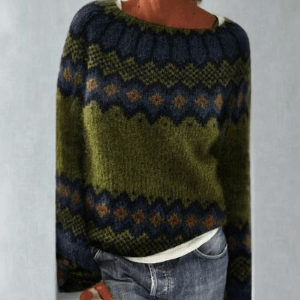 Mysa Fair-Isle-Wollpullover mit Rundhalsausschnitt für Damen