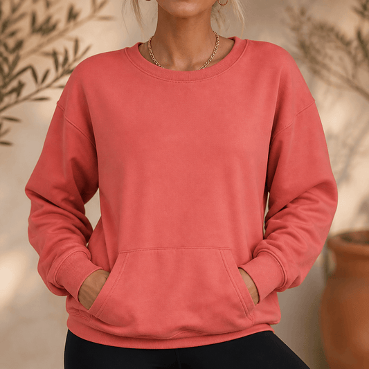 Oversize Sweatshirt mit Kängurutasche und Rundhalsausschnitt