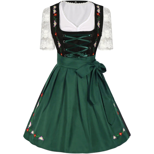 Besticktes Dirndlkleid mit Schürze für Damen im Trachtenmode-Stil