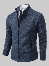Klassischer Herren Pullover mit Stehkragen und Reissverschluss