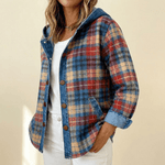 Weslyn Karierte Hemdjacke mit Kapuze und Denim-Kontrast