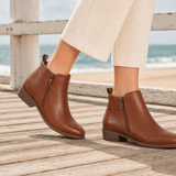 Damen Ankle Boots mit Seitlichem Reissverschluss und Blockabsatz