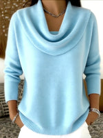 Vânia Wasserfallausschnitt Damenpullover mit Rippstrick