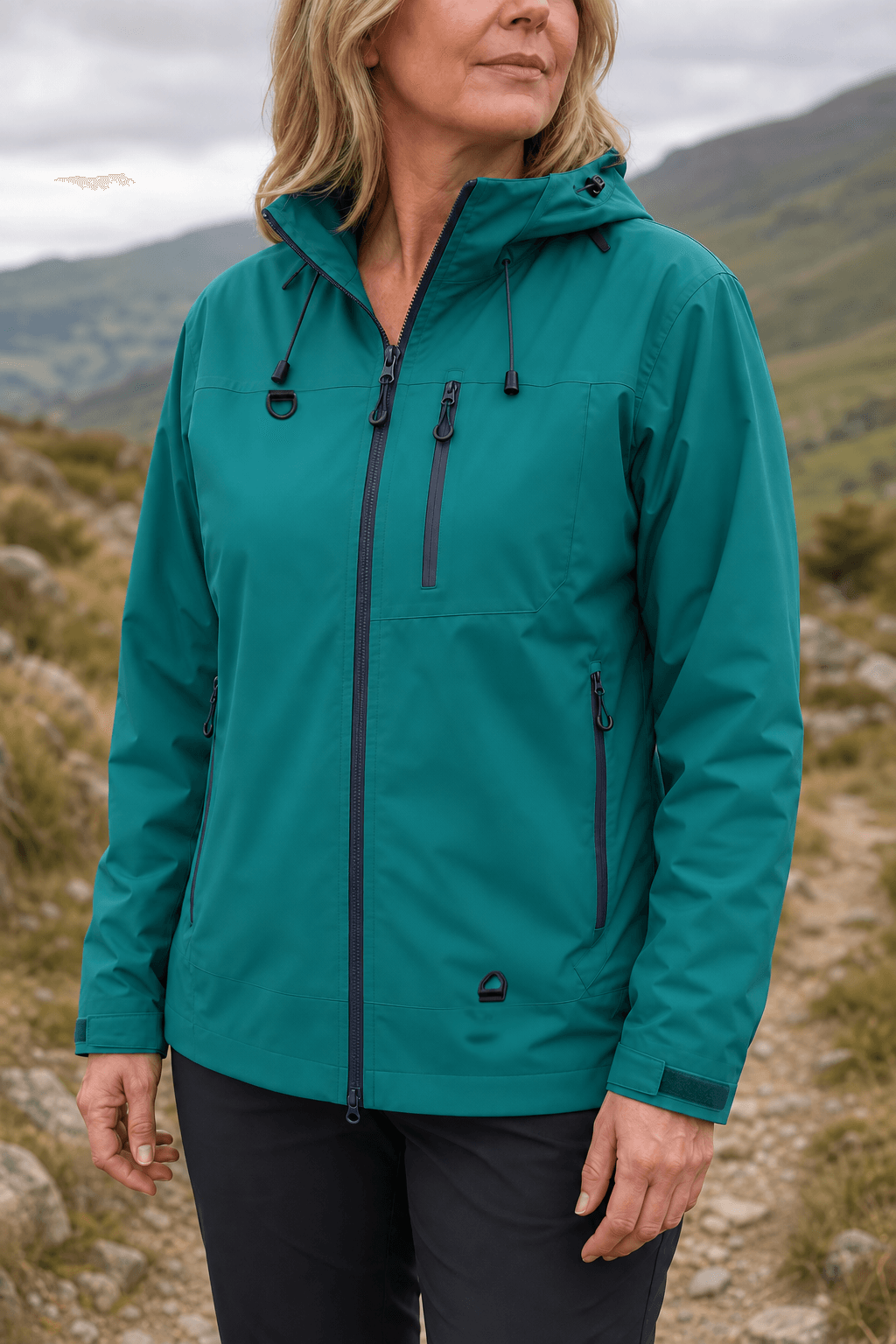 Wasserdichte Damen Regenjacke mit Kapuze Winddicht