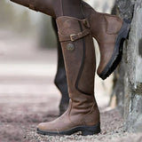 Cataleya Damen Kniehohe Lederstiefel mit Schnallenriemen
