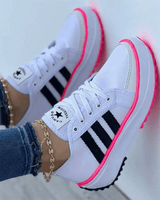 Damen Plateau-Sneaker mit Streifendesign für bequemen Alltag
