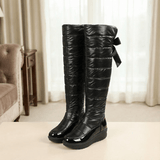 Fellgefütterte Kniehohe Overknee-Stiefel für Damen mit Steppdesign