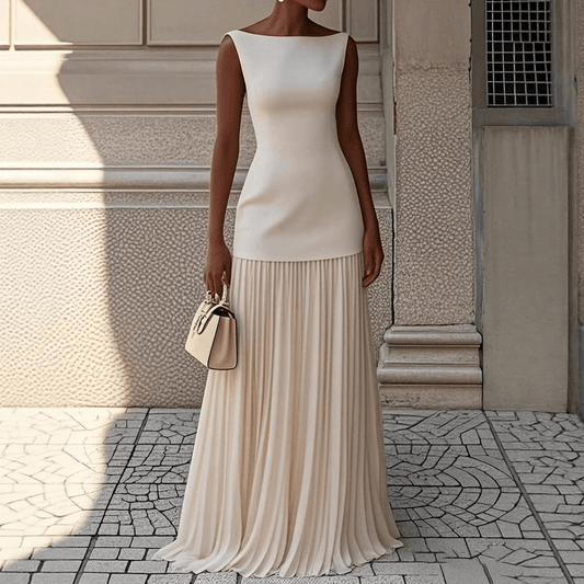 Aermelloses Strickkleid Damen mit Plisseerock für den Herbst
