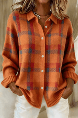 Anna Karierte Strickjacke mit Knopfleiste für Damen