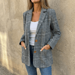 Hartlyn Glencheck-Karo Damenblazer im Boyfriend-Schnitt aus Polyester
