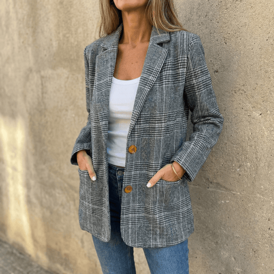 Hartlyn Glencheck-Karo Damenblazer im Boyfriend-Schnitt aus Polyester