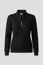 Zopfmuster Damen Pullover mit Reissverschlusskragen und Struktur