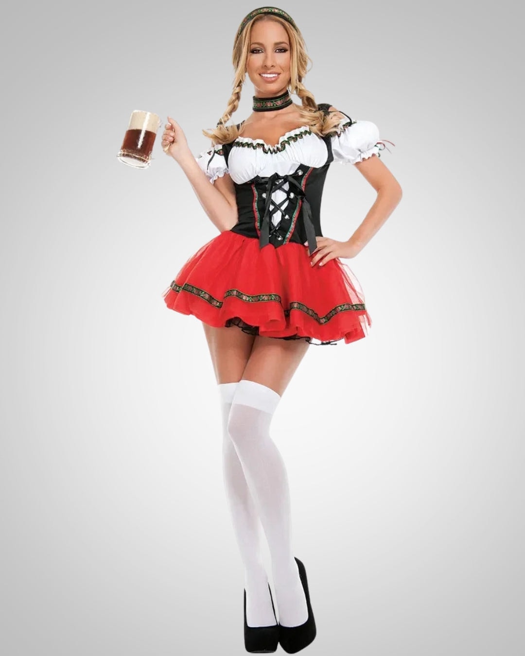 Dirndl Kostüm mit Schürze für Oktoberfest und Trachten Mode Damen