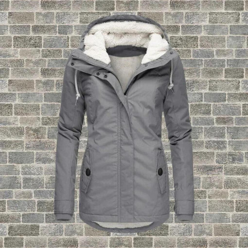 Warme Damenjacke mit Kapuze und Fleecefutter für den Winter