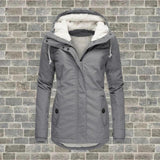 Warme Damenjacke mit Kapuze und Fleecefutter für den Winter