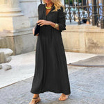 Fliessendes Maxikleid mit V-Ausschnitt für Damen im Herbst