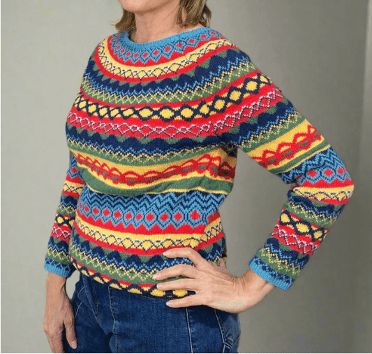 Betty Gemusterter Wollpullover im Fair-Isle-Stil für Damen