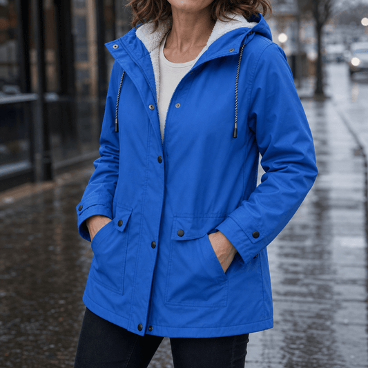 Wasserdichte Kapuzenjacke mit Plüschfutter für Damen