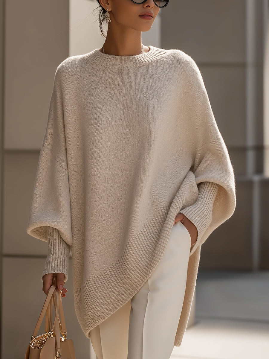 Samantha Oversized Strickpullover Damen mit Fledermausärmeln Lang