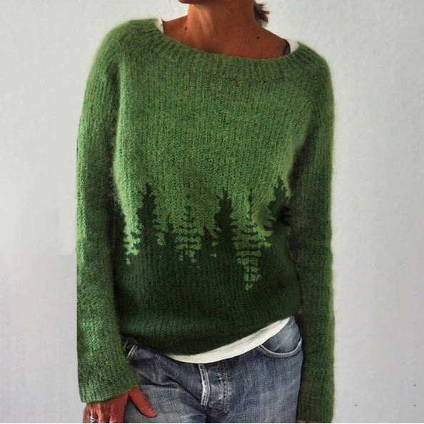 Maude Baumprint Wollpullover mit Rundhalsausschnitt für Damen