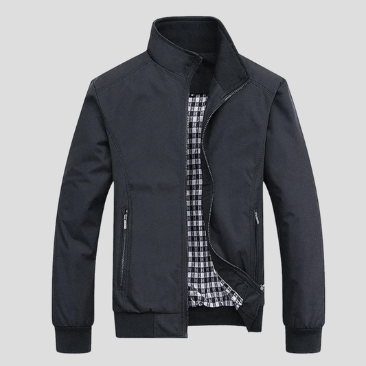 Winddichte Herrenjacke aus Mischgewebe mit Stehkragen und sicheren Taschen