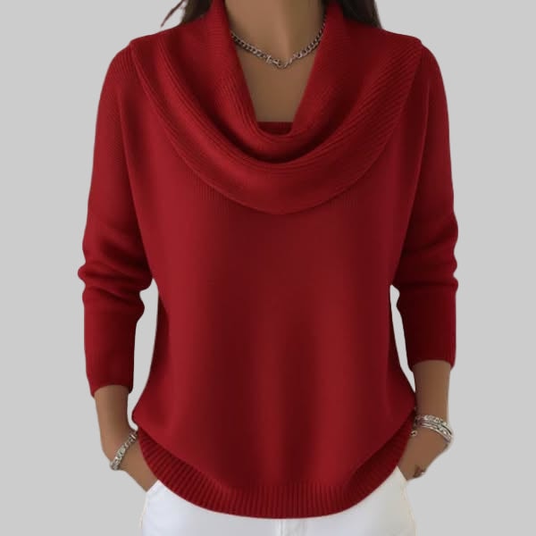 Carlotta Damen Pullover mit Wasserfallausschnitt und Rippbündchen