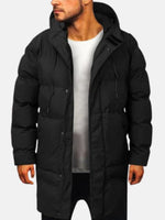Lange gesteppte Herrenjacke mit Kapuze im Parka-Stil aus Polyester