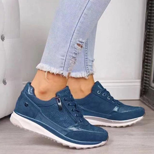 Bequeme Damen Sneaker mit Reissverschluss und Keilsohle