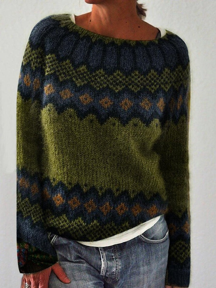 Victoria Fair-Isle Strickpullover mit Rundhalsausschnitt für Damen