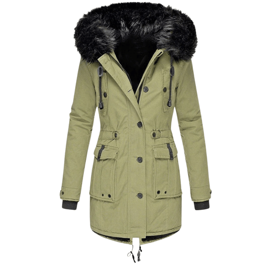 Gefütterter Parka mit Fellkapuze als warme Winterjacke für Damen