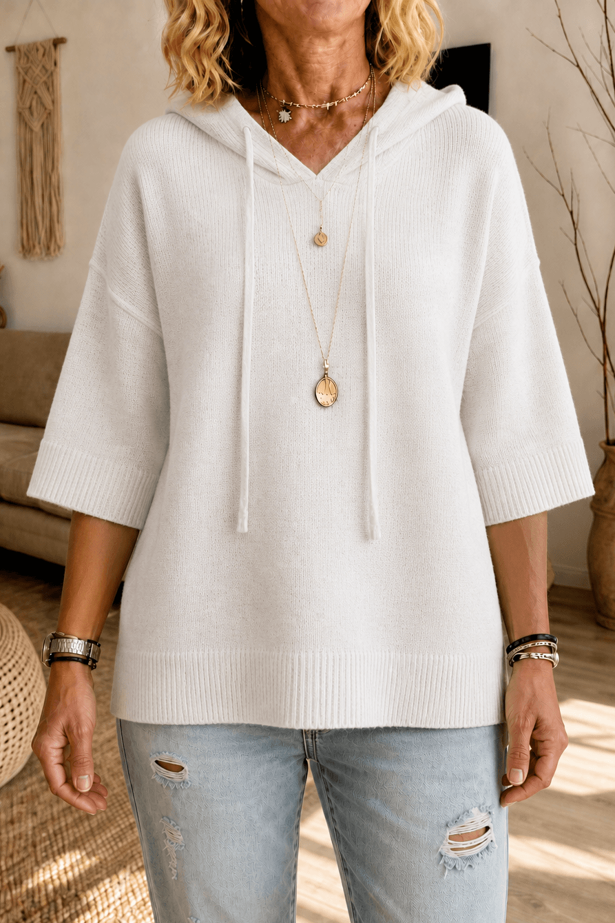 Kapuzenpullover mit Kordelzug und Strickstruktur für Damen