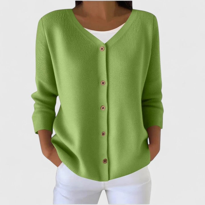 Wena V-Ausschnitt Strickjacke mit Knopfleiste für Damen