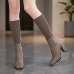 Flexara Damen Winterstiefel mit Strickschaft und Blockabsatz