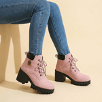 Chunky Plateau-Boots mit Blockabsatz und Schnürung