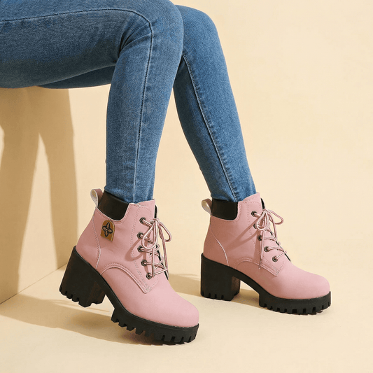 Chunky Plateau-Boots mit Blockabsatz und Schnürung
